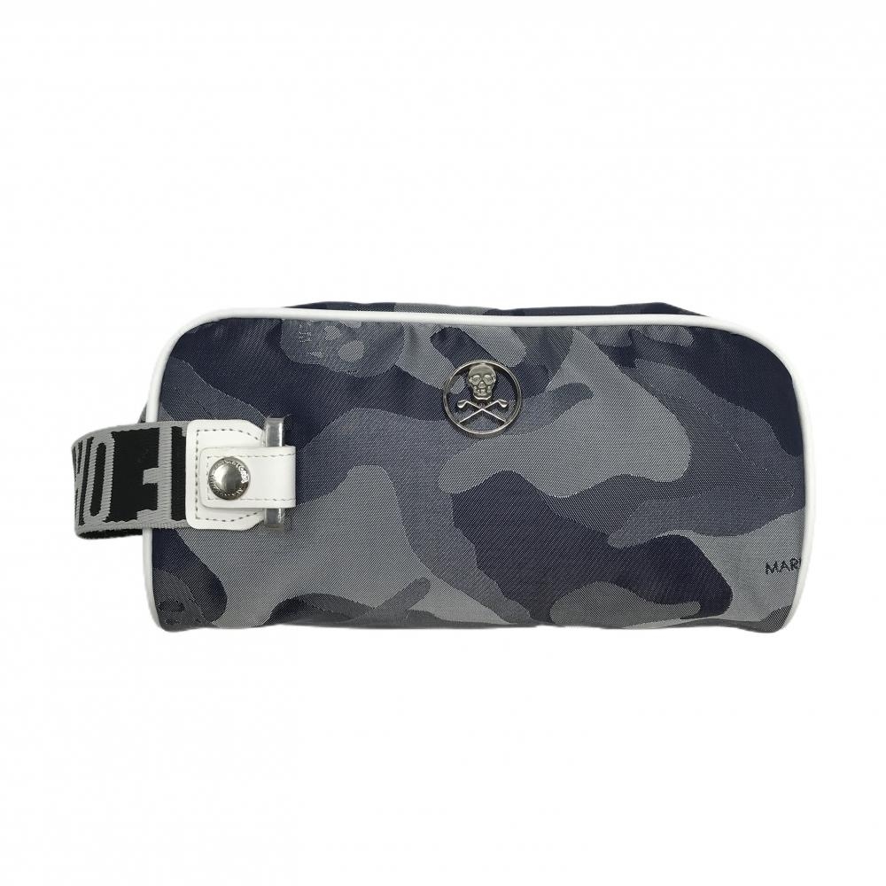 【超美品】マークアンドロナ カートバッグ ネイビー×白 カモフラ クラッチバッグ 迷彩ゴルフ MARK＆LONA