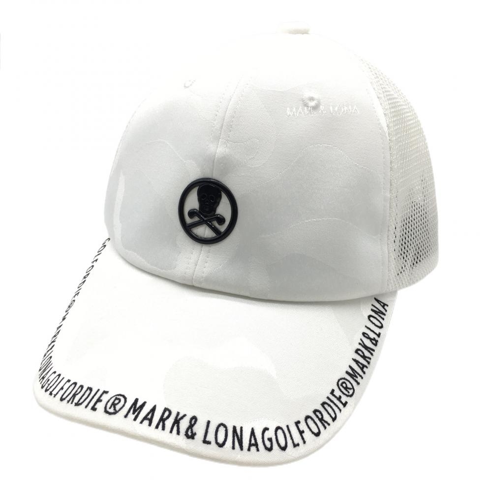 【超美品】マークアンドロナ メッシュキャップ 白 迷彩 カモフラ スカル FREE ゴルフウェア 2022年モデル MARK＆LONA