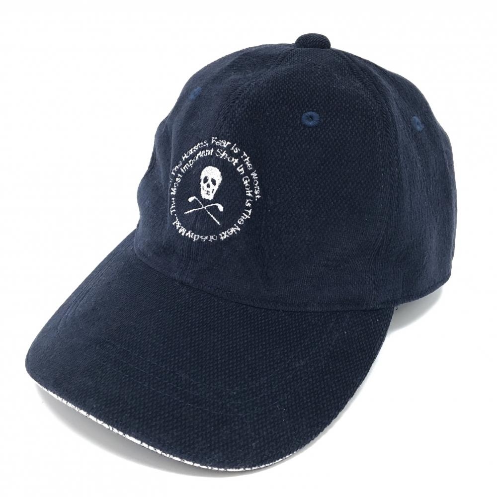 【美品】マークアンドロナ キャップ ネイビー×グレー ロゴ刺しゅう 微起毛  FREE   ゴルフウェア MARK＆LONA