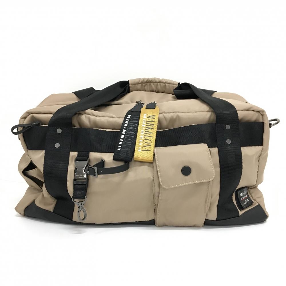 マークアンドロナ ボストンバッグ ライトブラウン×黒 複数ポケットゴルフ MARK＆LONA