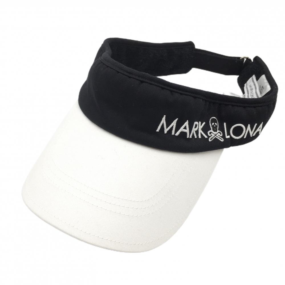 【美品】マークアンドロナ サンバイザー 白×黒 つば裏迷彩 カモフラ スカル FREE  ゴルフウェア MARK＆LONA