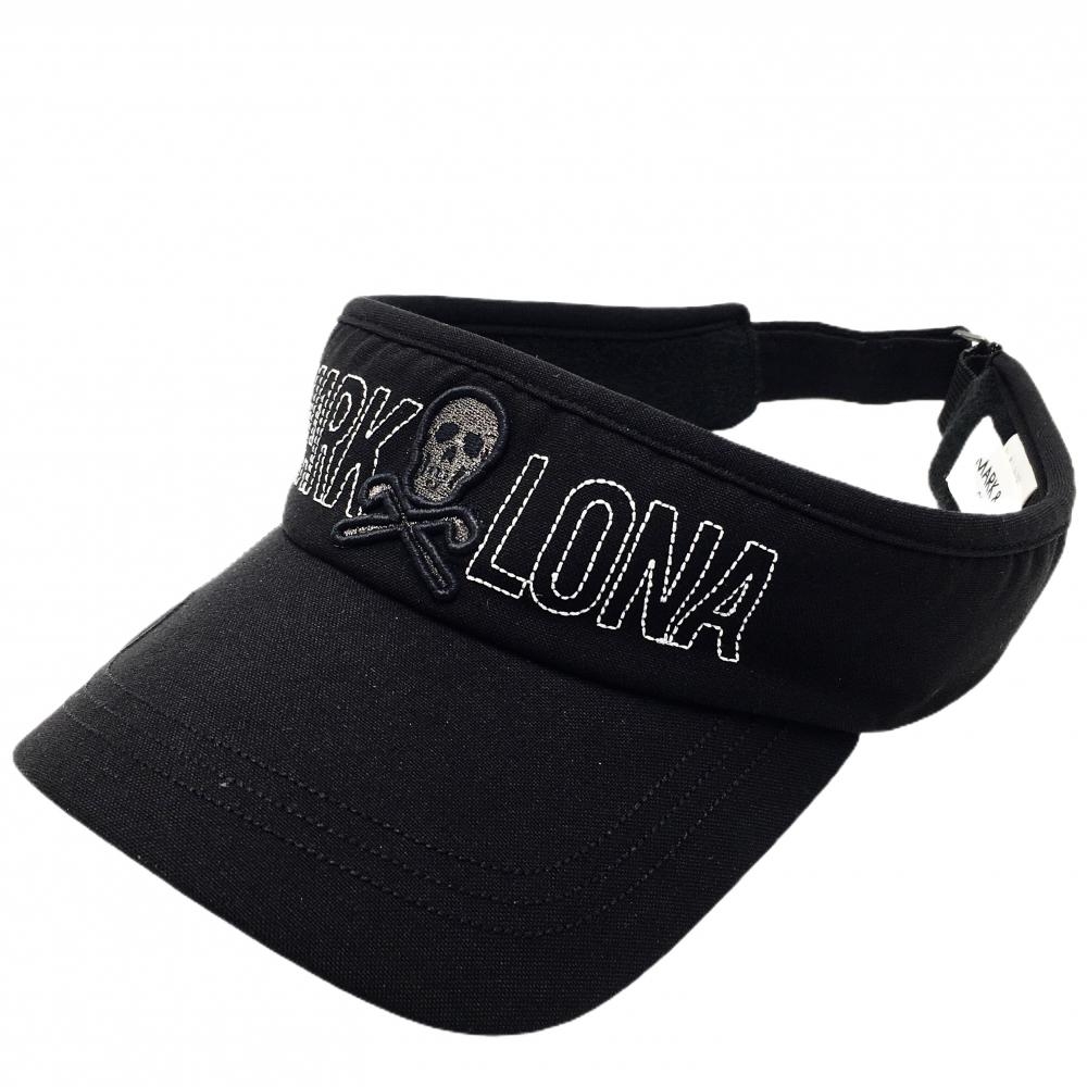 マークアンドロナ サンバイザー 黒×白 スカル ロゴ刺しゅう FREE   ゴルフウェア MARK＆LONA