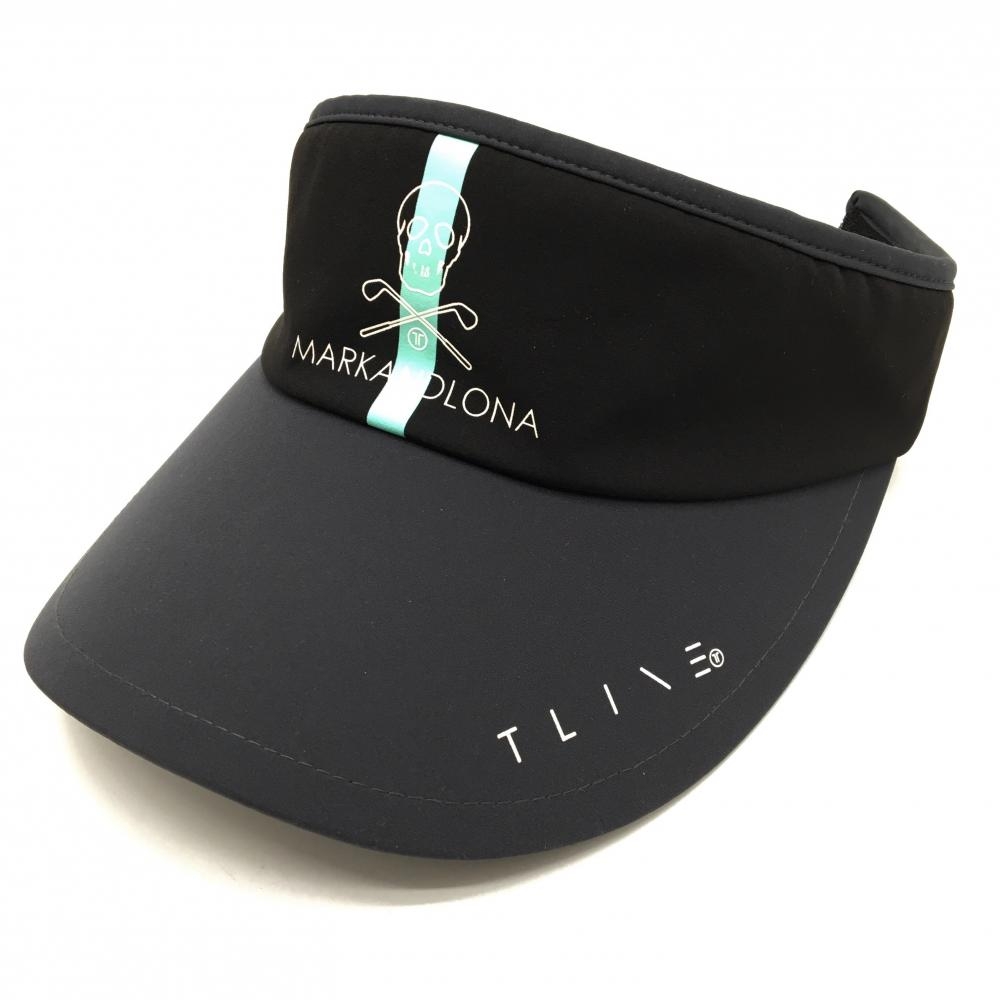 【美品】マークアンドロナ サンバイザー 黒 T-LINE スカル 内側パイル地 FREE   ゴルフウェア 2024年モデル MARK＆LONA