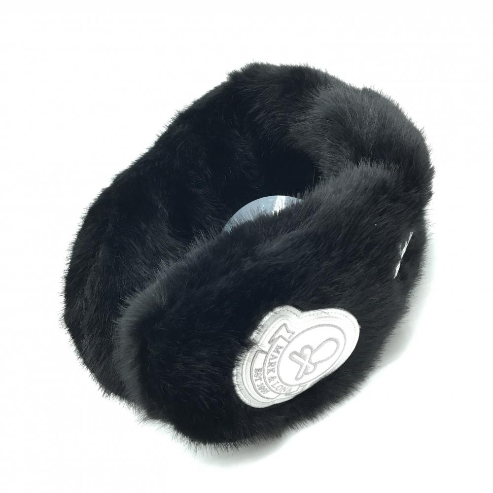 【新品】マークアンドロナ イヤーマフ 黒×白 ファー ロゴシルバー 耳当て FREE ゴルフ 2025年モデル MARK＆LONA