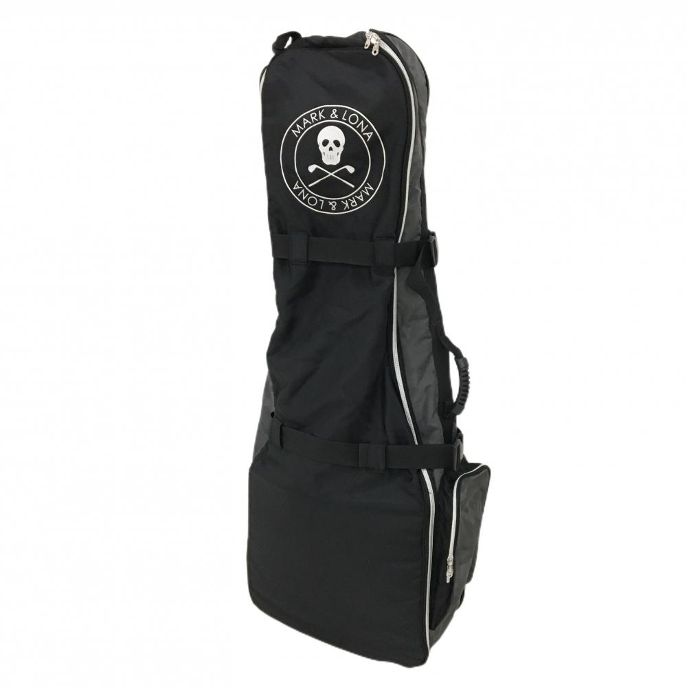 【美品】マークアンドロナ キャスター付トラベルカバー 黒×白 一部迷彩 カモフラ スカル トラベルケース  ゴルフ MARK＆LONA
