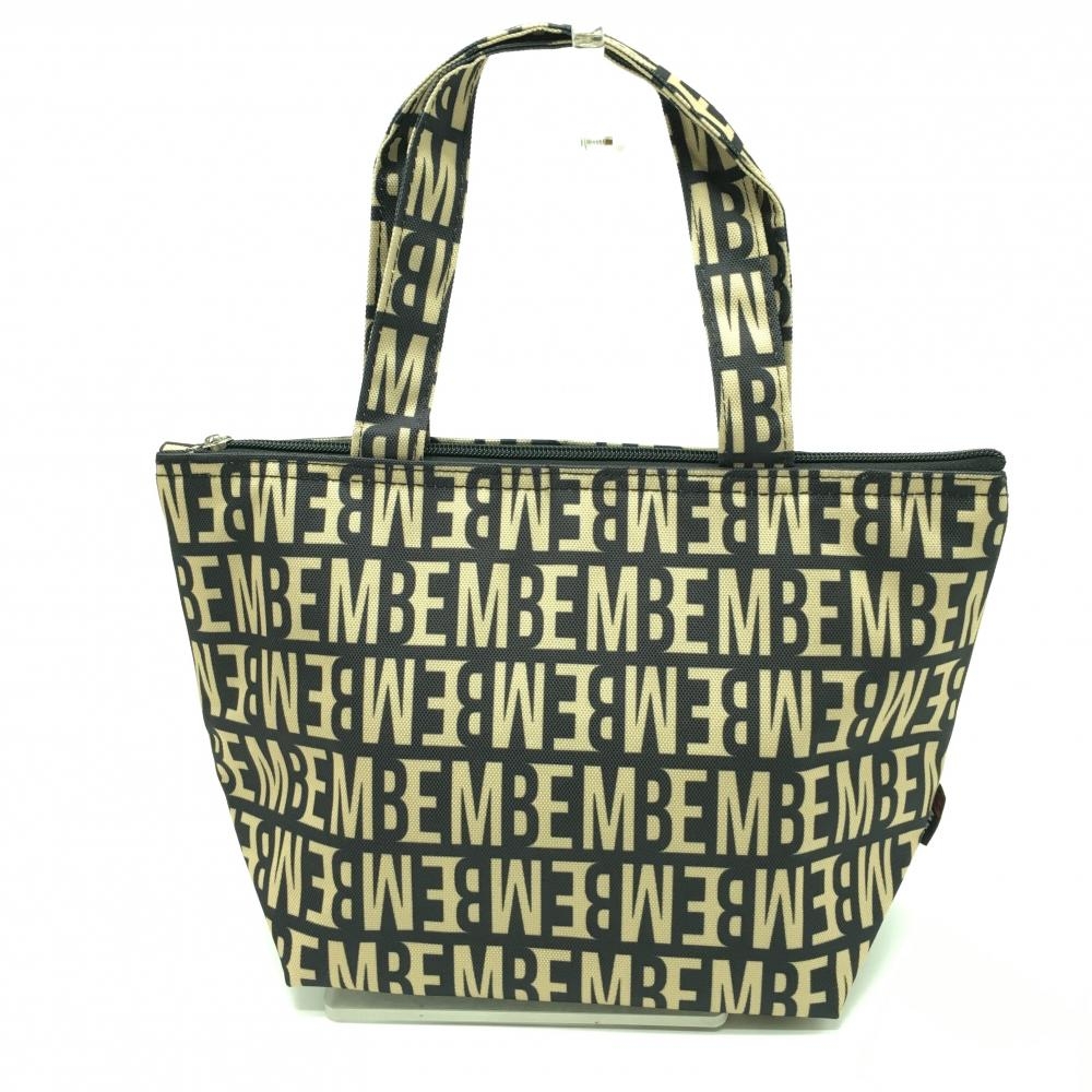 【超美品】マスターバニー 保冷カートバッグ 黒×ベージュ ロゴ総柄 内側ポケットゴルフ MASTER BUNNY EDITION