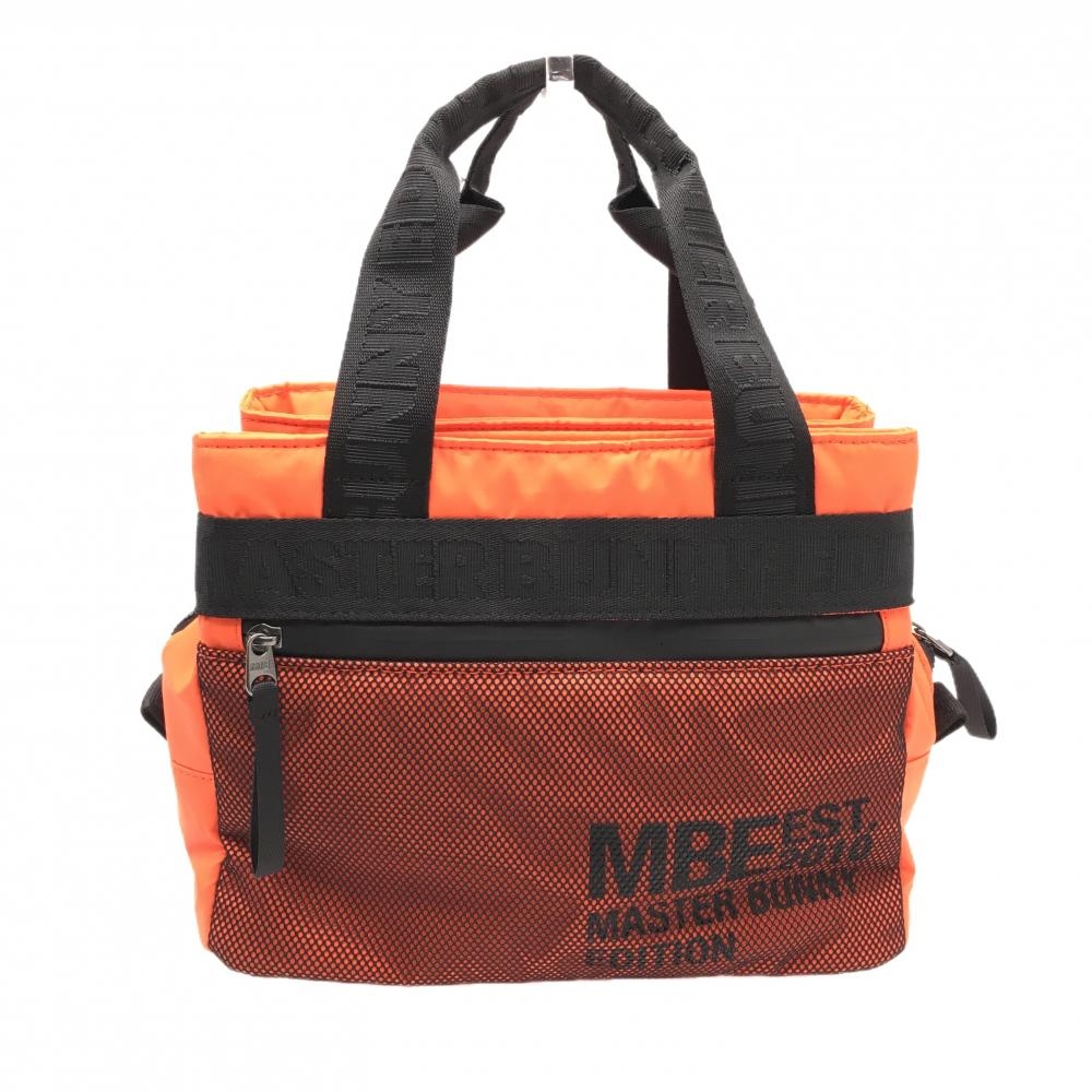 【超美品】マスターバニー カートバッグ オレンジ×黒 ポケット複数 前面メッシュ ゴルフ MASTER BUNNY EDITION