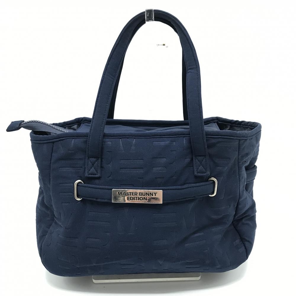 マスターバニー カートバッグ ネイビー エンボスロゴ総柄 内ポケット  ゴルフ MASTER BUNNY EDITION