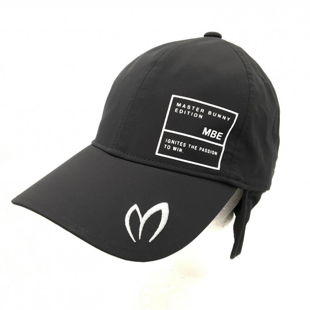【超美品】マスターバニー 耳当て付キャップ 黒 裏起毛 ロゴ刺しゅう FR   ゴルフウェア MASTER BUNNY EDITION
