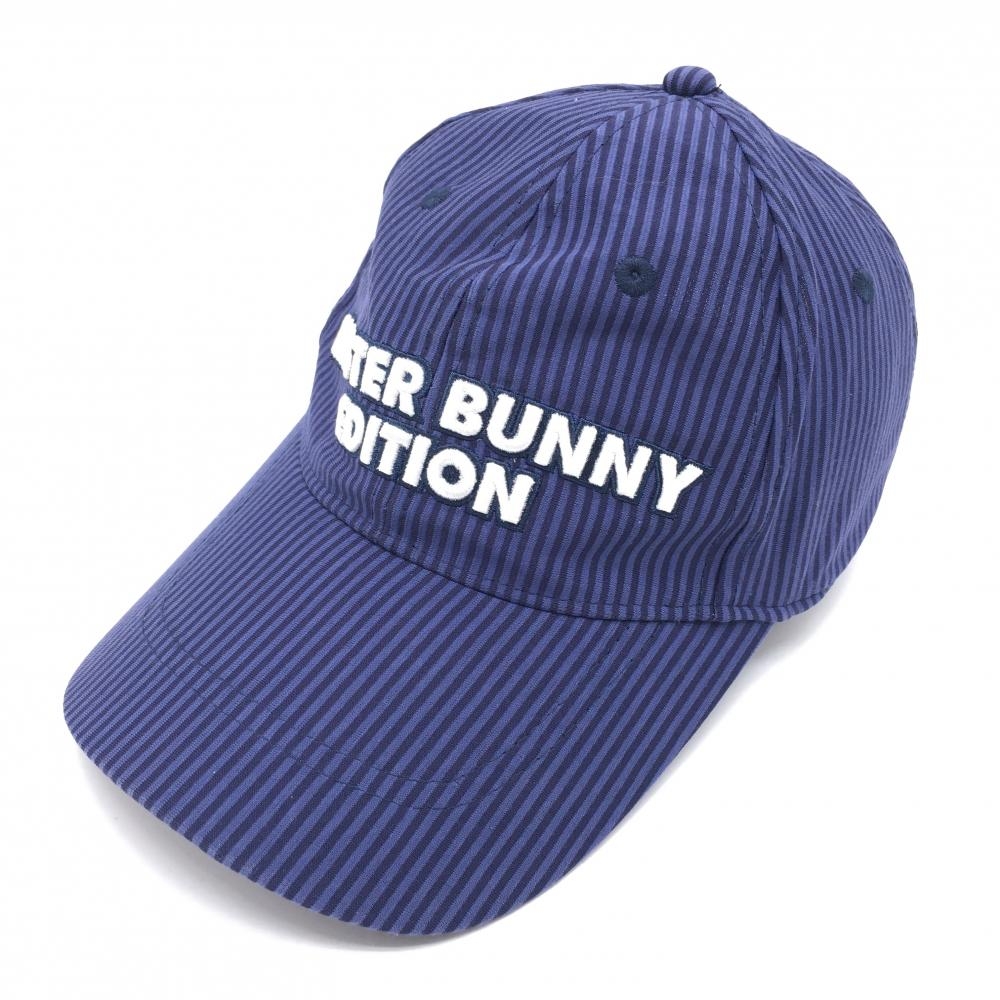 【美品】マスターバニー キャップ パープル×ネイビー ストライプ 立体ロゴ  FR   ゴルフウェア MASTER BUNNY EDITION