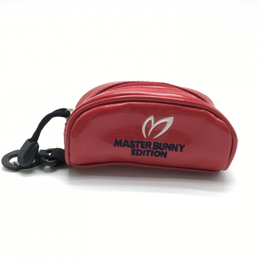 【美品】マスターバニー ボールケース レッド エナメル ロゴ カラビナ付  ゴルフ MASTER BUNNY EDITION