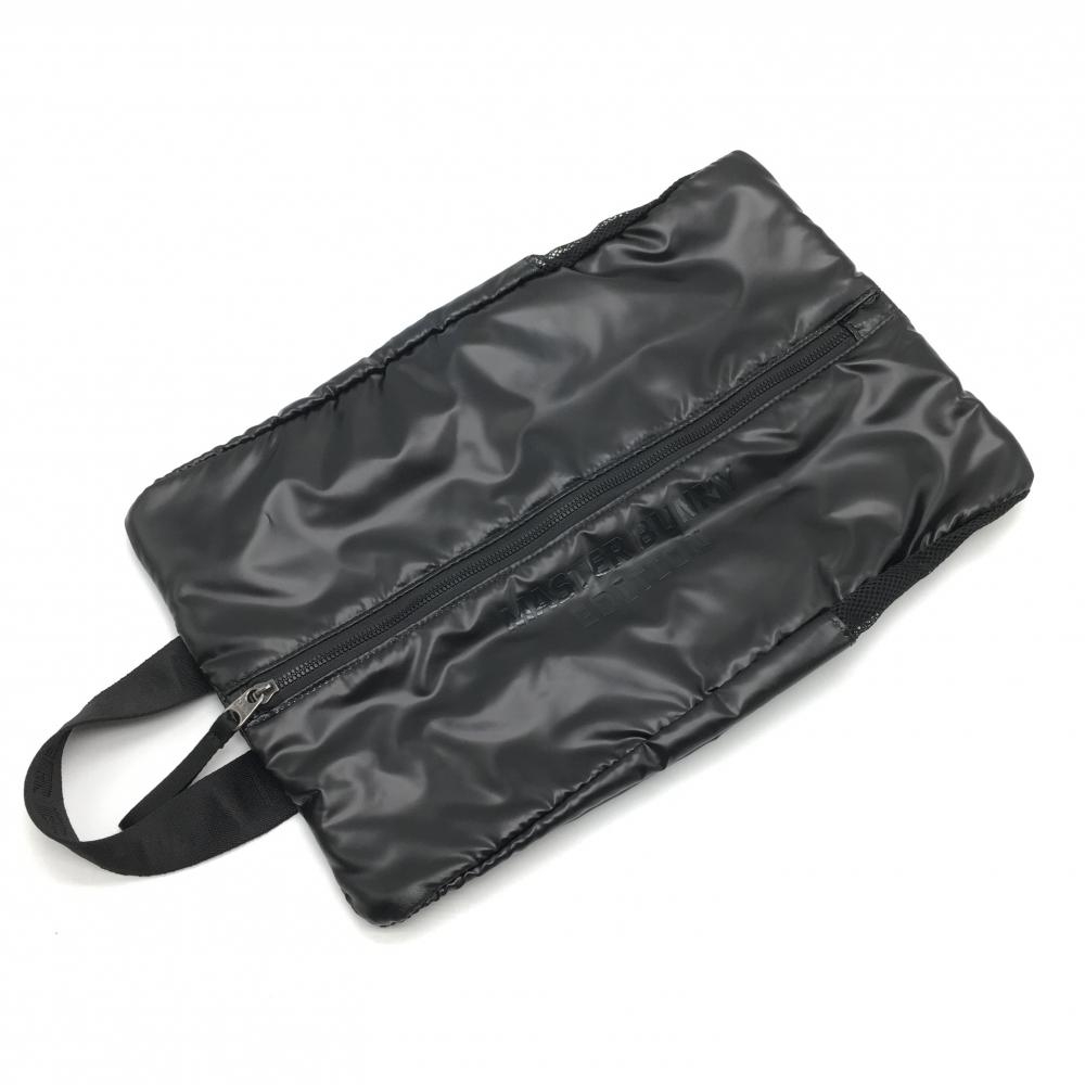 【美品】マスターバニー シューズケース 黒 ロゴプリント 一部メッシュ ゴルフ MASTER BUNNY EDITION