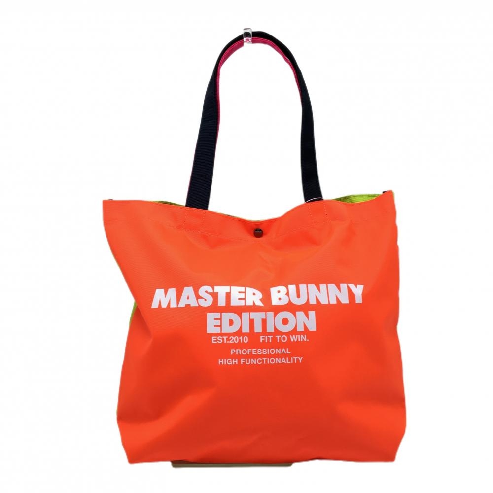 【新品】マスターバニー トートバッグ 蛍光オレンジ×蛍光グリーン ロゴプリント ゴルフ 2025年モデル MASTER BUNNY EDITION