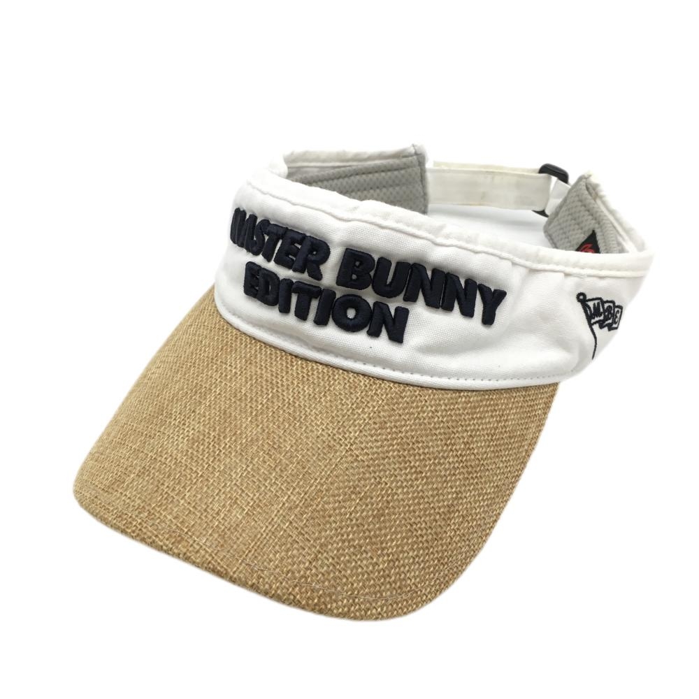 マスターバニー 異素材サンバイザー ベージュ×白 立体ロゴ刺しゅう  FR ゴルフウェア MASTER BUNNY EDITION