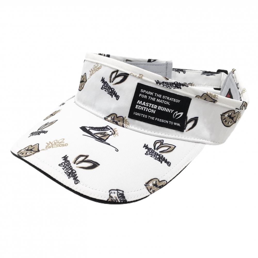 【美品】マスターバニー サンバイザー 白×黒 総柄 ロゴ FR   ゴルフウェア 2024年モデル MASTER BUNNY EDITION