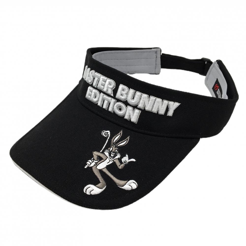 マスターバニー×LOONEY TUNES サンバイザー 黒×白 立体ロゴ刺しゅう  FR   ゴルフウェア MASTER BUNNY EDITION