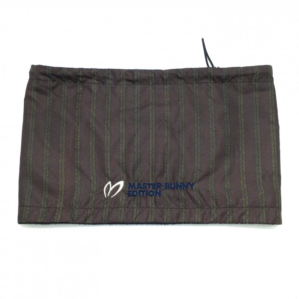 【美品】マスターバニー ネックウォーマー 杢レッド×杢イエロー ストライプ 裏フリース 薄手 FR  ゴルフウェア MASTER BUNNY EDITION