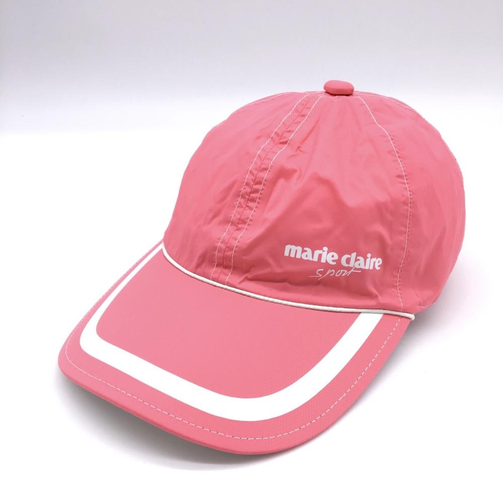 【超美品】marie claire マリクレール ナイロンキャップ ピンク×白 裏メッシュ  ゴルフウェア