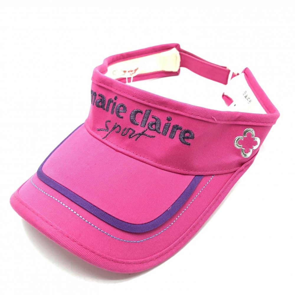 【新品】マリクレール サンバイザー ピンク×パープル ロゴ刺しゅう  F   ゴルフウェア marie claire