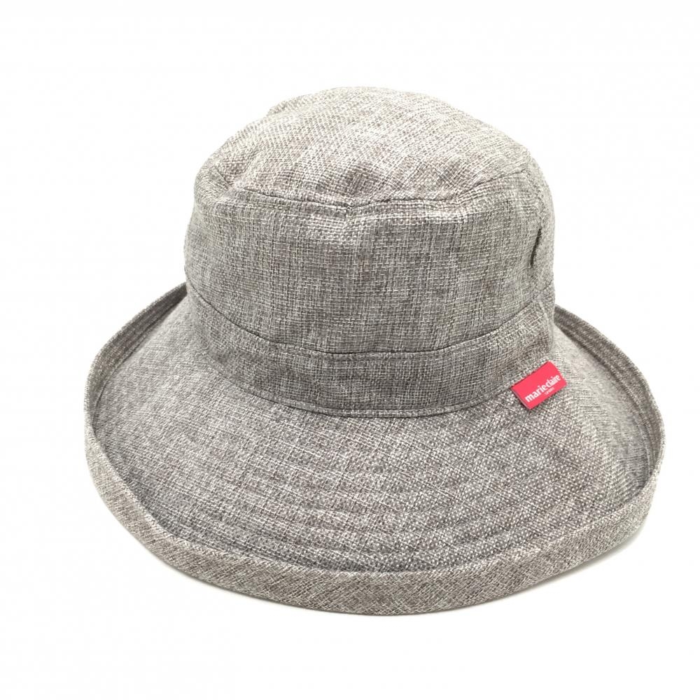 【美品】マリクレール ハット 杢グレー ドローコード 裏地メッシュ   ゴルフウェア marie claire