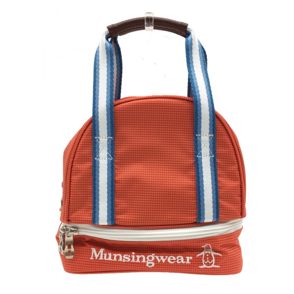 【超美品】マンシングウェア 二層式保冷カートバッグ オレンジ×ブルー 内ポケット付ゴルフ Munsingwear