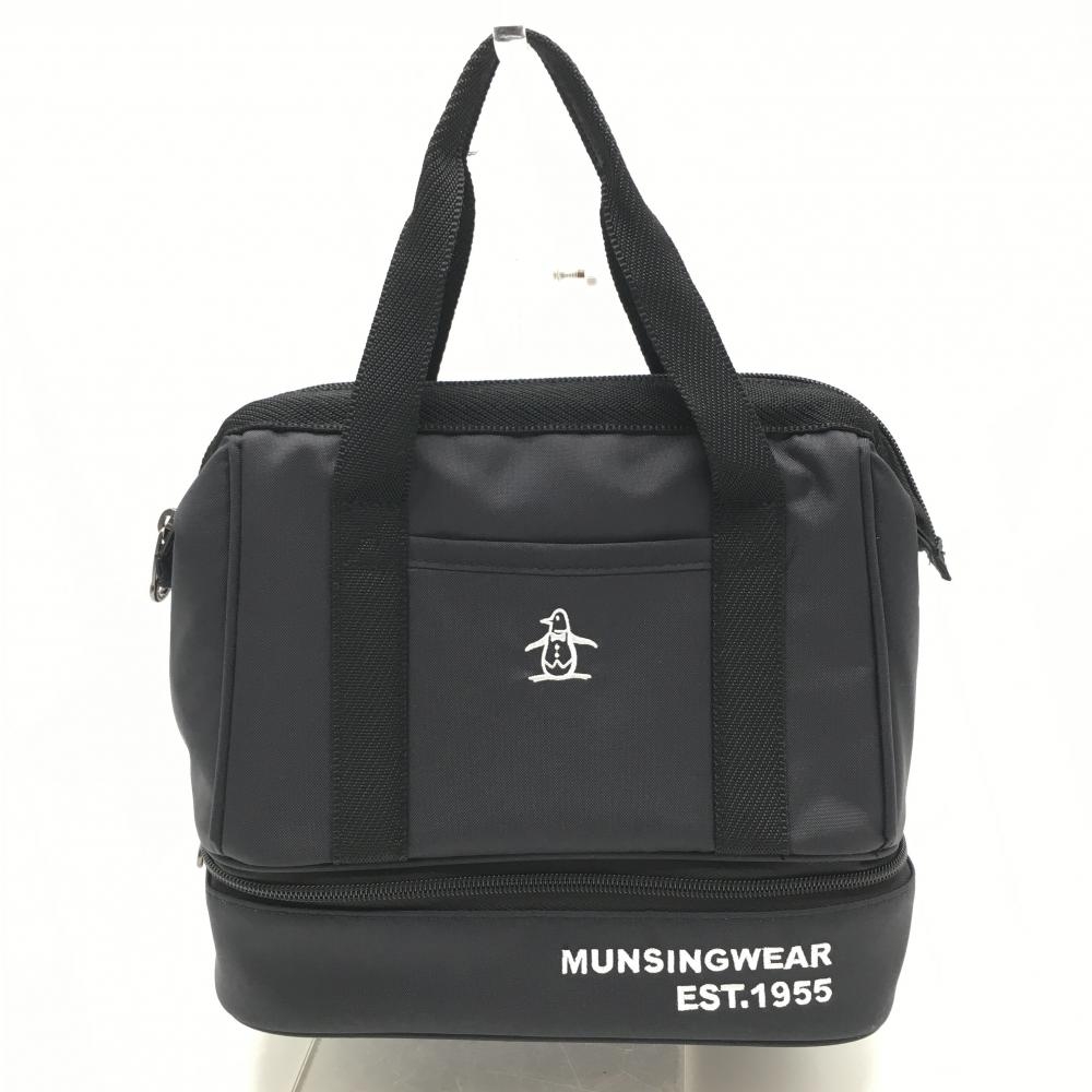 【超美品】マンシングウェア 二層式保冷カートバッグ 黒 内外ポケットゴルフ Munsingwear