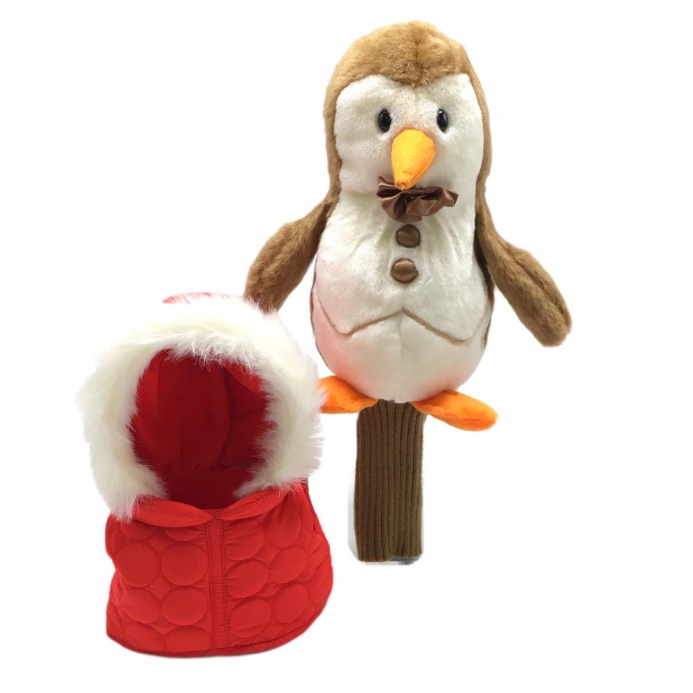 【美品】マンシングウェア ヘッドカバー(FW) ブラウン×レッド ペンギン ぬいぐるみ フェアウェイウッド ゴルフ Munsingwear