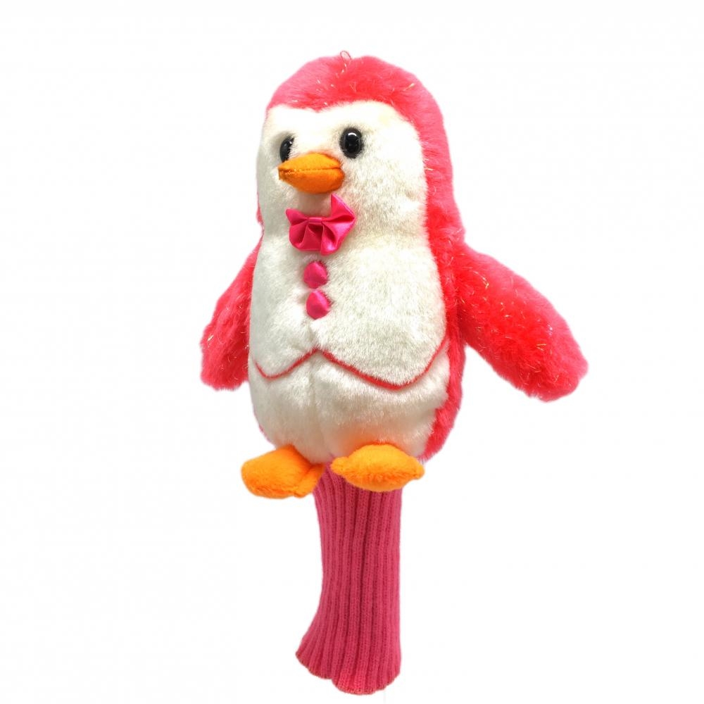 【美品】マンシングウェア ヘッドカバー(UT) ピンク×白 ペンギン ぬいぐるみ ユーティリティー ゴルフ Munsingwear