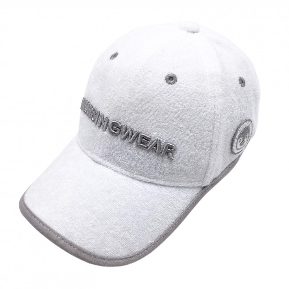 【新品】マンシングウェア キャップ 白×ライトグレー 立体ロゴ パイル生地 抗菌加工 F(55-59cm)   ゴルフウェア Munsingwear