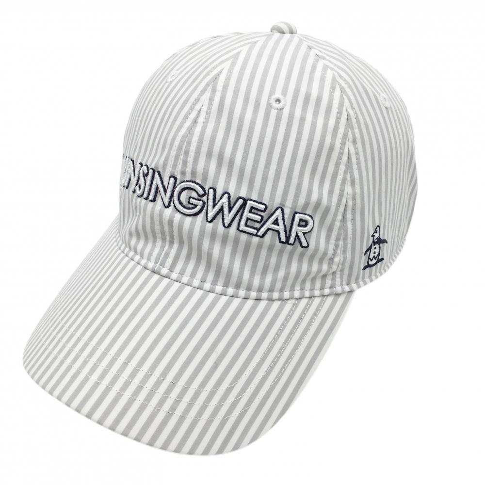 マンシングウェア キャップ グレー×白 ストライプ   ゴルフウェア Munsingwear