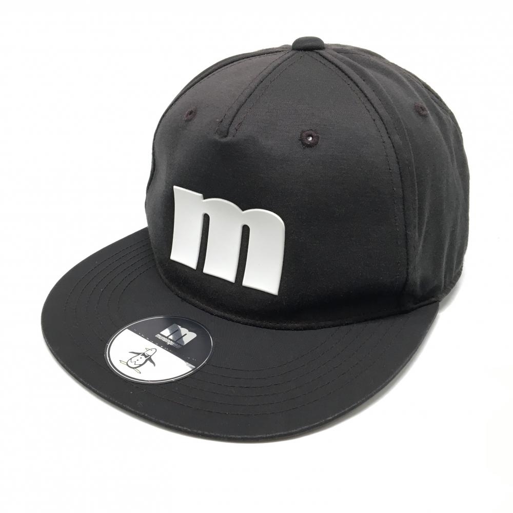 【美品】マンシングウェア フラットキャップ 黒×白 後ロゴ刺しゅう F(56-60cm)   ゴルフウェア Munsingwear