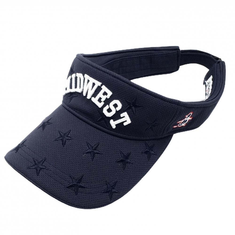 【超美品】マンシングウェア サンバイザー ネイビー 星総柄 立体ロゴ  F(56-60cm)   ゴルフウェア Munsingwear