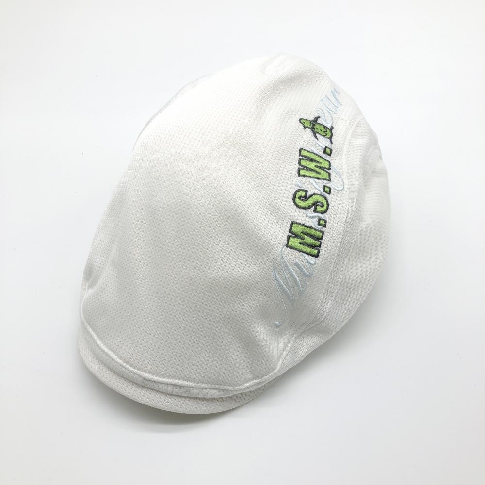 Munsingwear マンシングウェア ハンチング帽 白×ライトグリーン メッシュ生地  頭囲約57cm ゴルフウェア