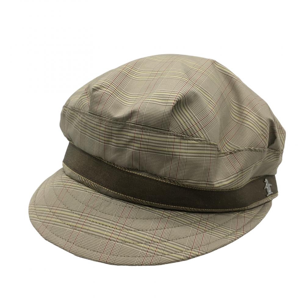 マンシングウェア ハンチング帽 ベージュ系×イエロー グレンチェック FREE ゴルフウェア Munsingwear