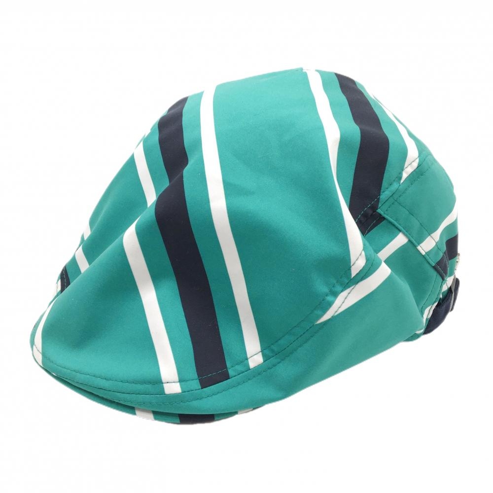 マンシングウェア ハンチング帽 グリーン×白 斜めストライプ F(55-59cm)  ゴルフウェア Munsingwear