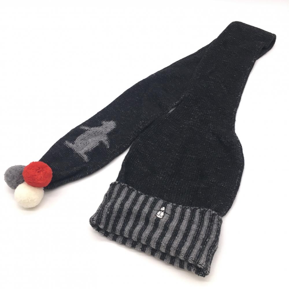 【新品】マンシングウェア ニットマフラー 黒×グレー ボンボン付き ペンギン ゴルフウェア Munsingwear