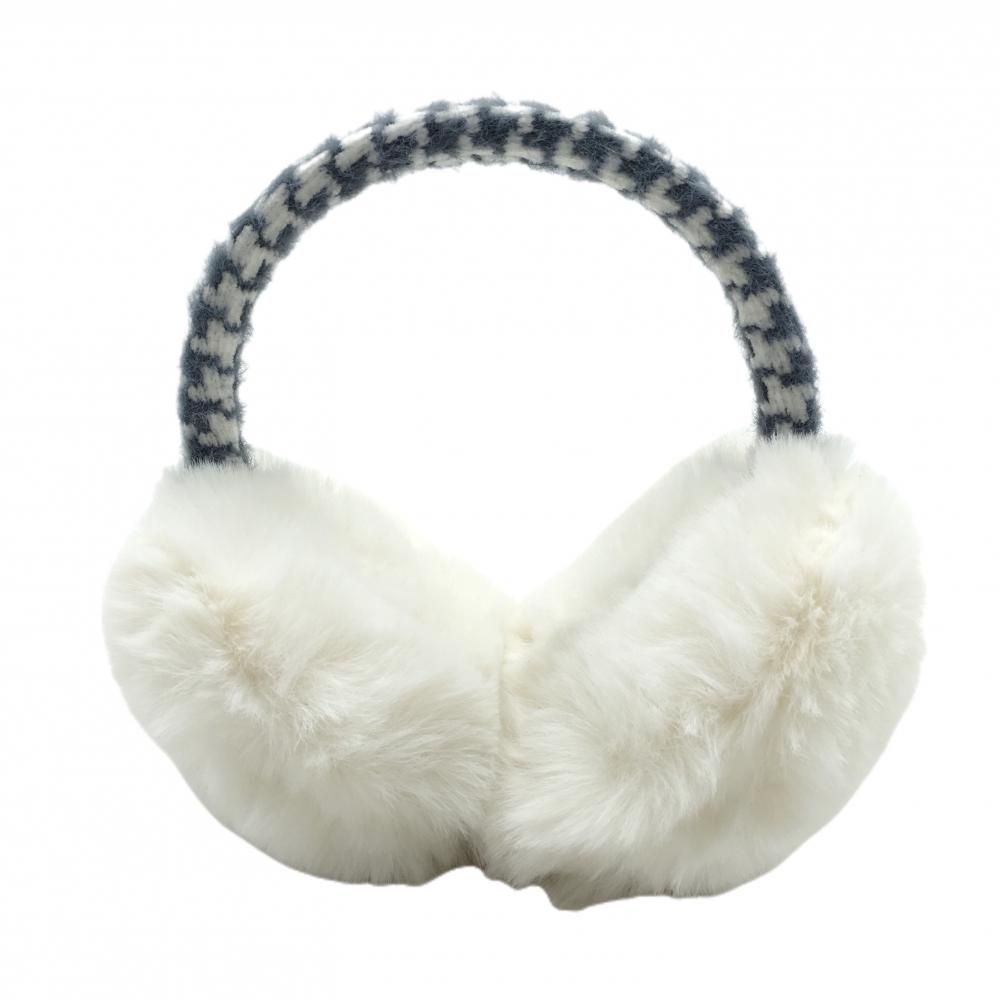 【超美品】マンシングウェア イヤーマフ 白×グレー ファー 耳当て ゴルフ Munsingwear