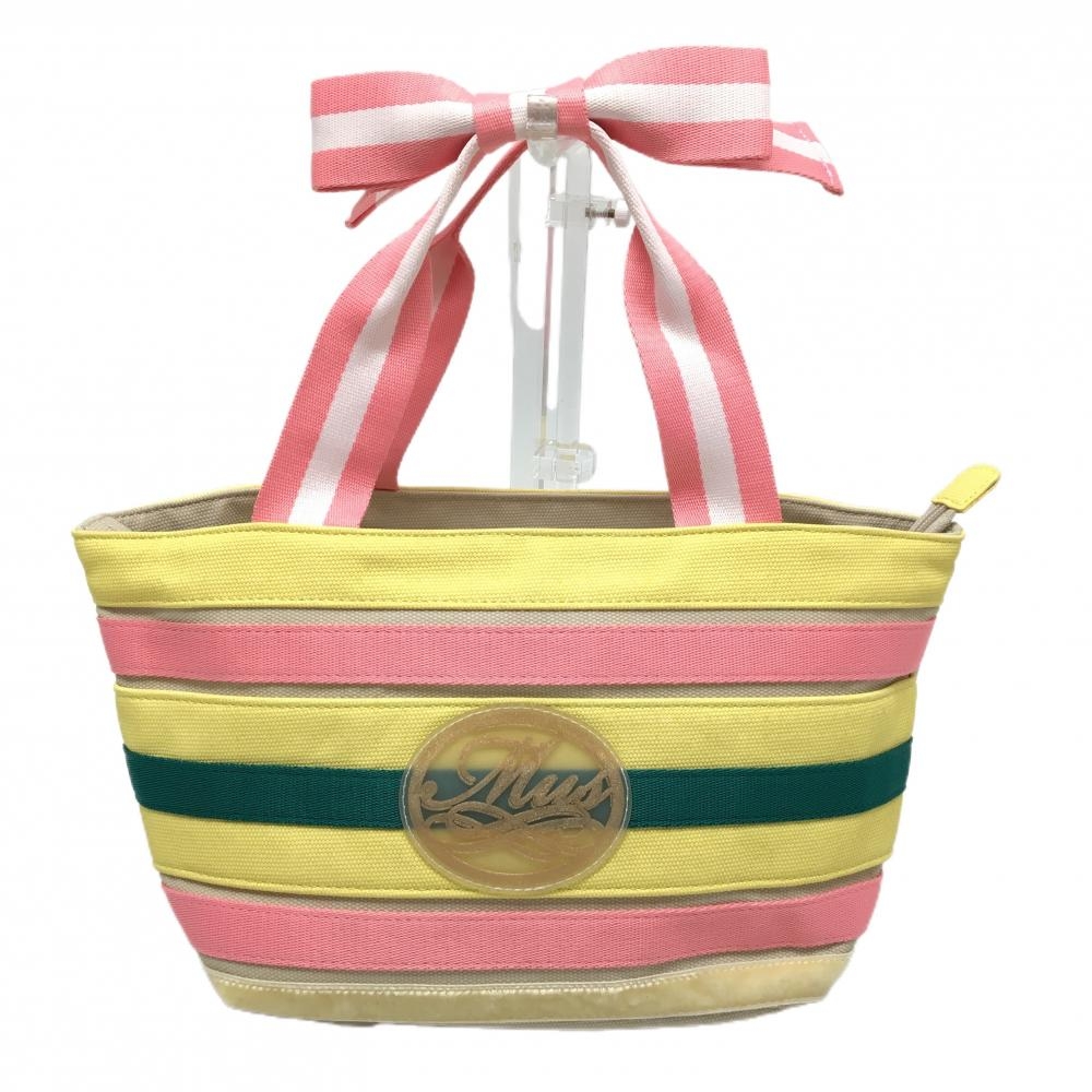 MUスポーツ カートバッグ ピンク×イエロー ボーダー ゴルフ M・U SPORTS