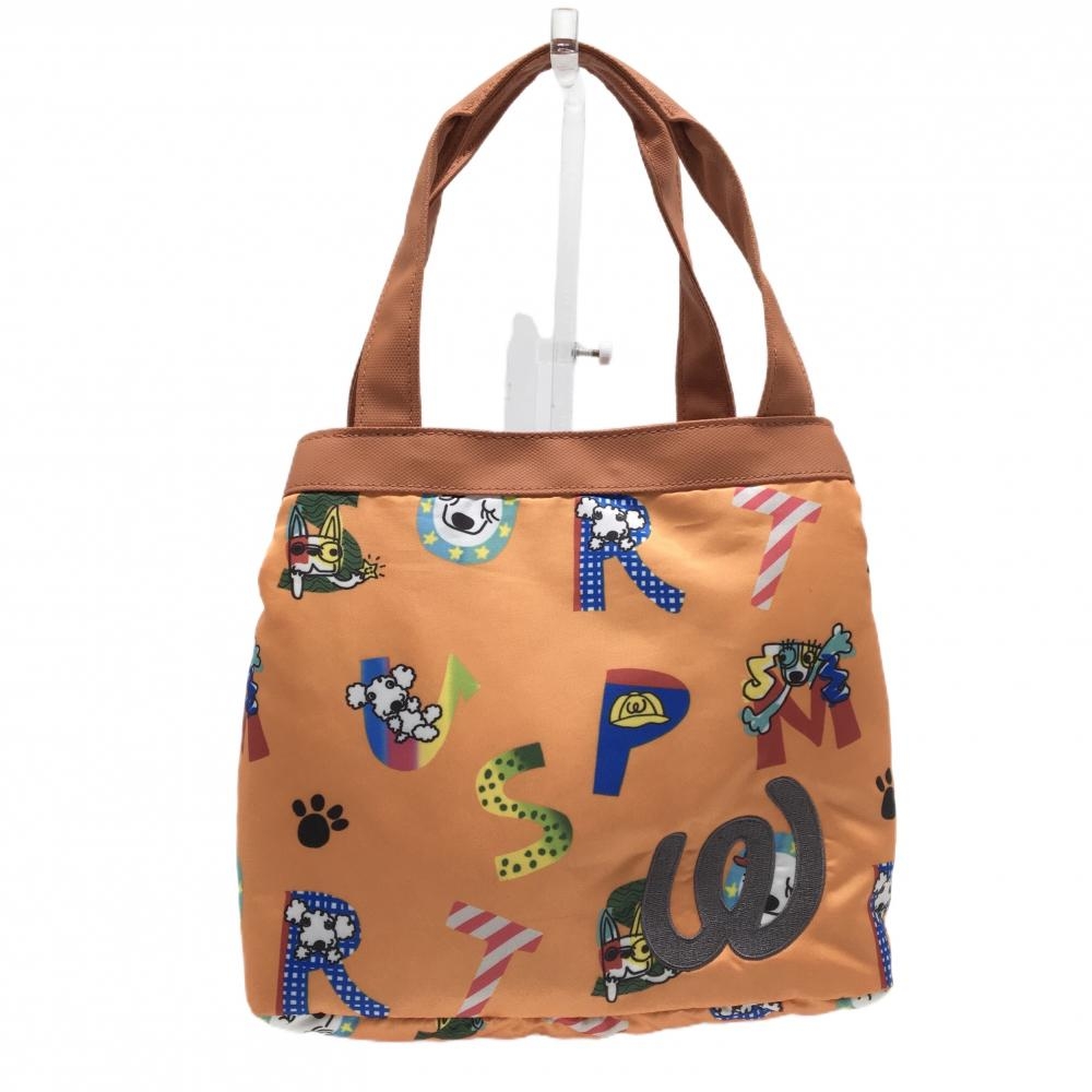【美品】MUスポーツ 保冷カートバッグ オレンジ×マルチカラー 総柄 ゴルフ M・U SPORTS