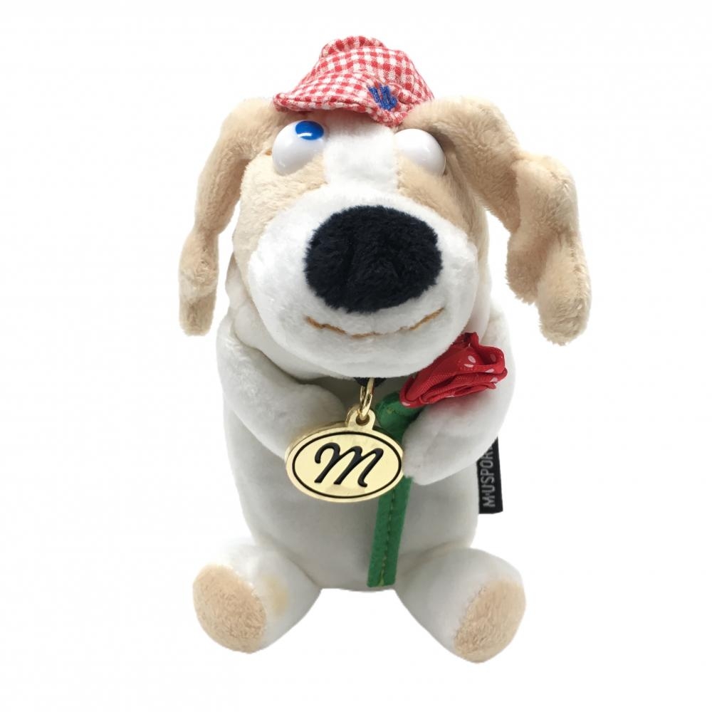 【美品】MUスポーツ ボールケース 白×ベージュ イヌ ぬいぐるみ ゴルフ M・U SPORTS