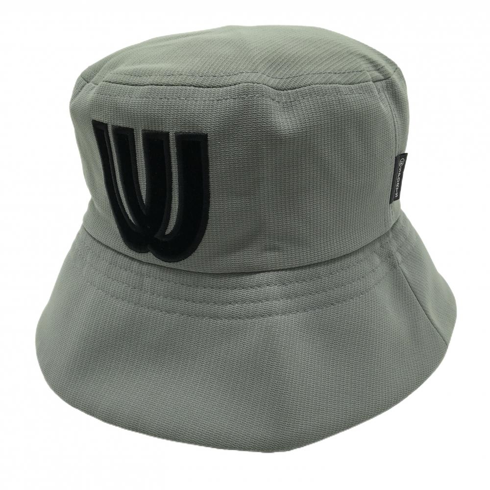 【未使用品】MUスポーツ バケットハット ライトカーキ×黒 ロゴベロア生地    ゴルフウェア M・U SPORTS