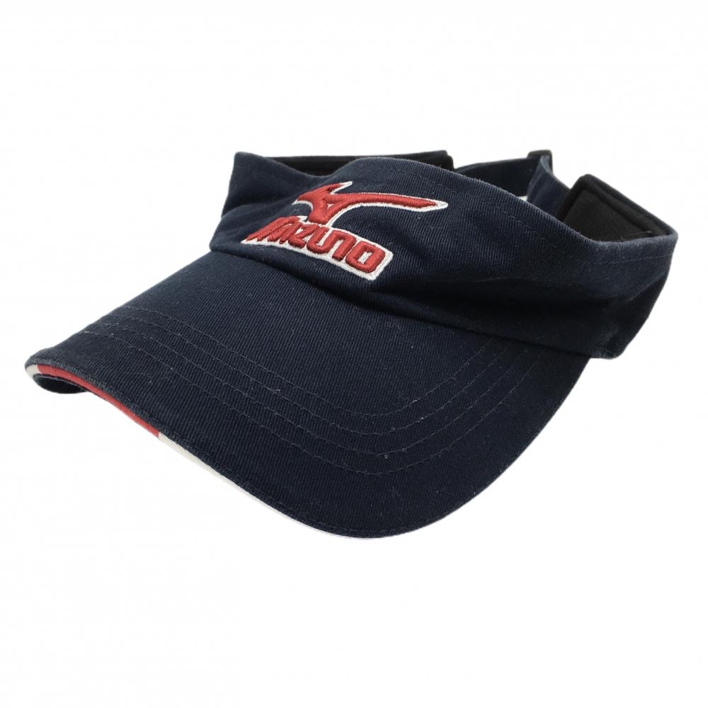 ミズノ サンバイザー ネイビー×レッド 立体ロゴ  F(56-60cm)   ゴルフウェア MIZUNO