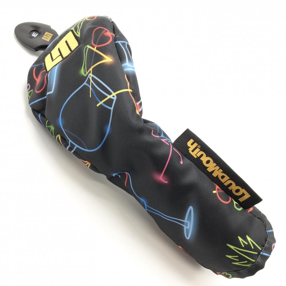 【超美品】ラウドマウス ヘッドカバー(FW) 黒×マルチカラー ネオンカクテル 総柄 フェアウェイウッド ゴルフ LOUDMOUTH