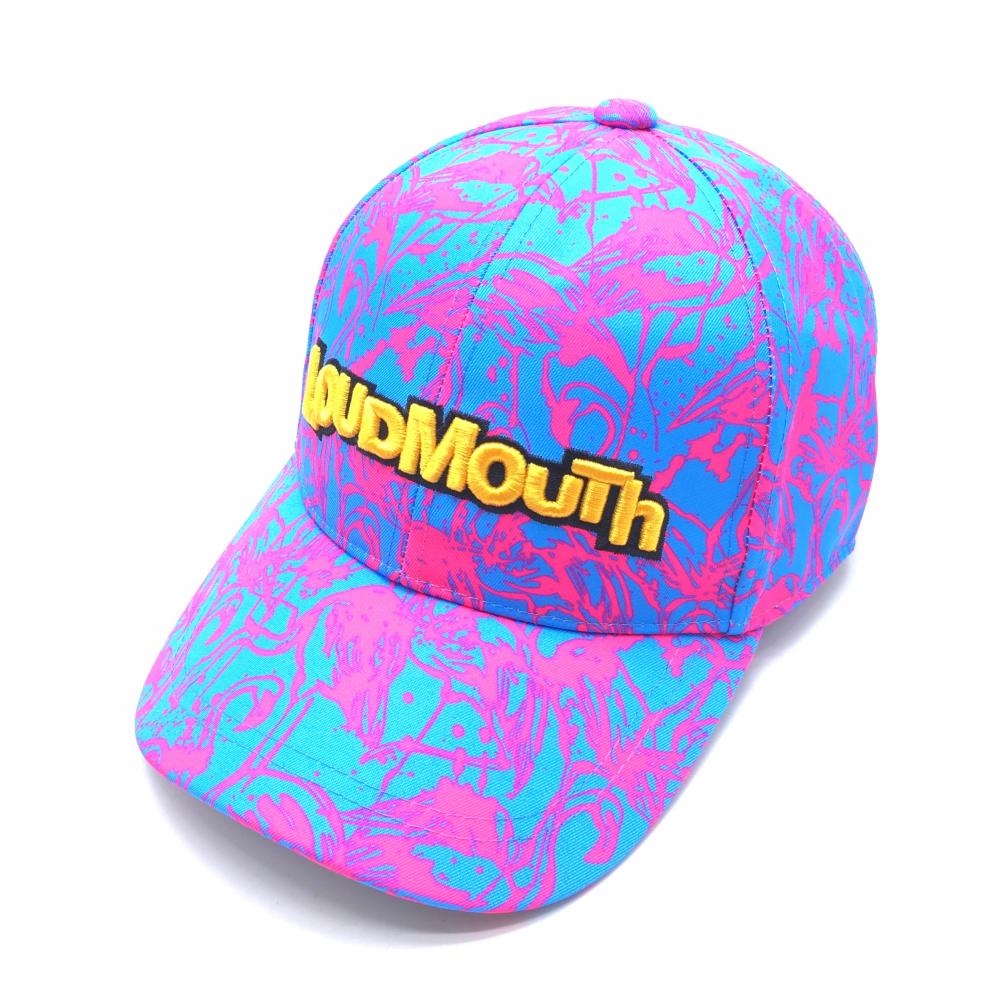 【新品】ラウドマウス キャップ ライトブルー×蛍光ピンク 総柄  F  ゴルフウェア LOUDMOUTH