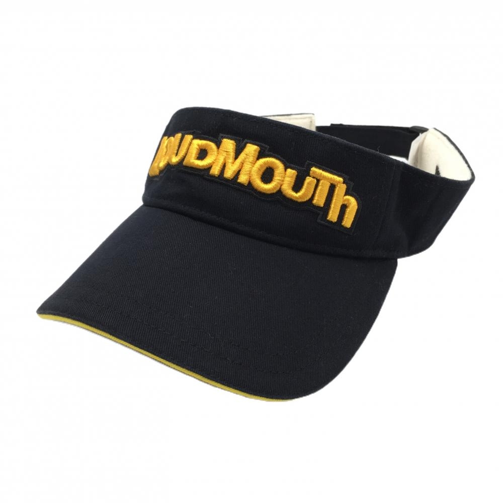 【美品】ラウドマウス サンバイザー 黒×オレンジ ロゴ刺しゅう  ゴルフウェア LOUDMOUTH