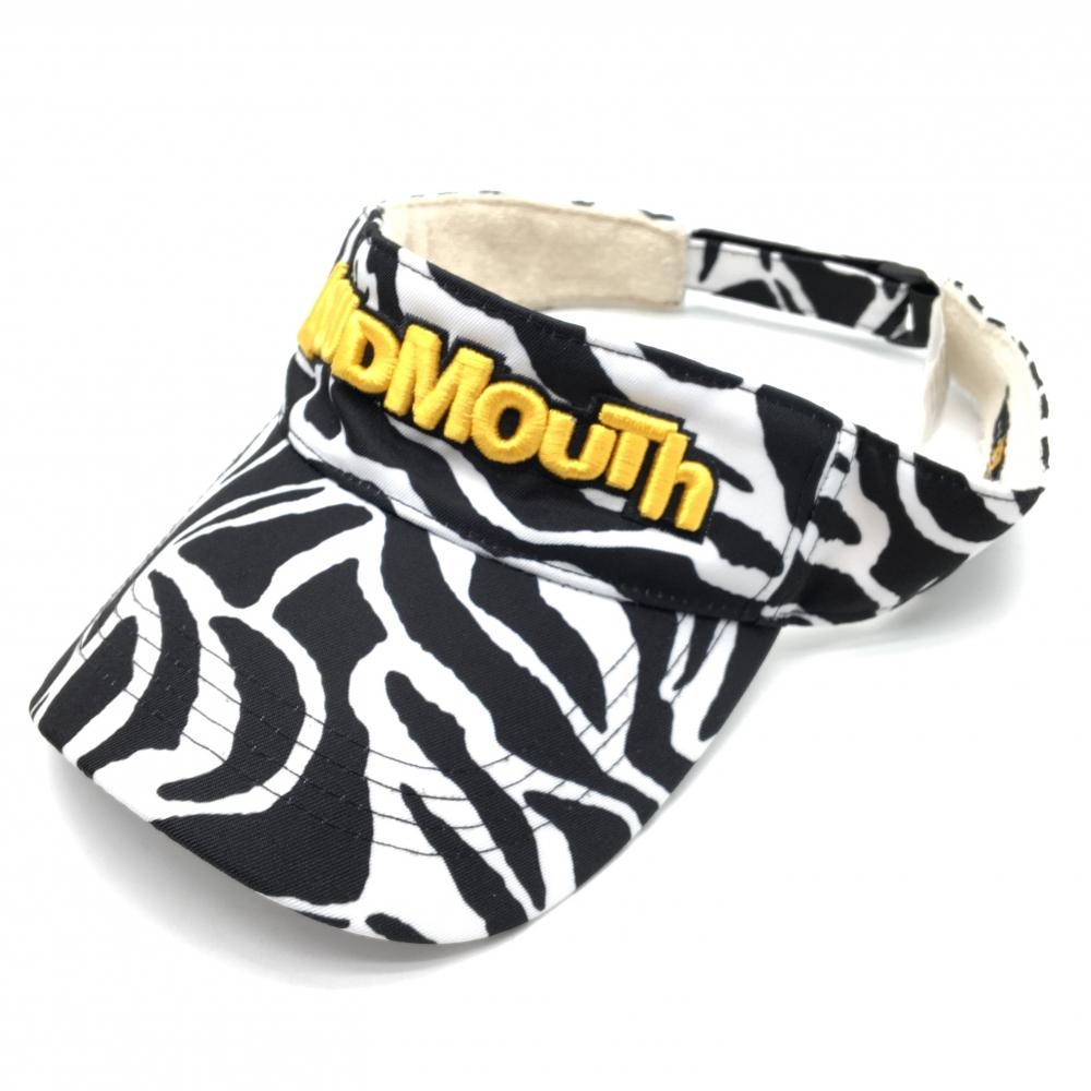 ラウドマウス サンバイザー 黒×白 ゼブラ 総柄 ロゴ立体刺しゅう 裏地パイル   ゴルフウェア LOUDMOUTH