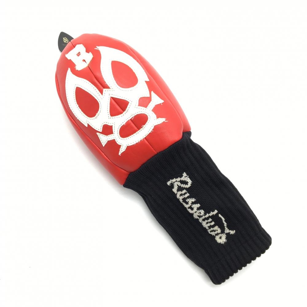 【美品】ラッセルノ ヘッドカバー(FW) レッド×白 ルチャマスク フェアウェイウウッドゴルフ RUSSELUNO