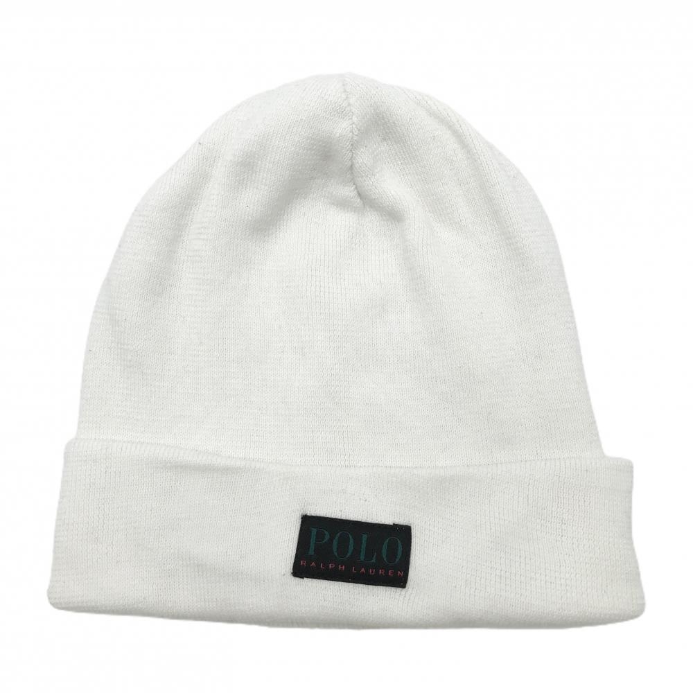 ポロラルフローレン ニット帽 白 コットン100％ ONE SIZE   ゴルフウェア Ralph Lauren