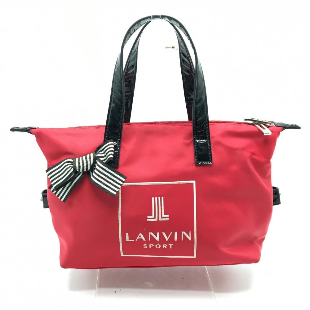 ランバンスポール カートバッグ レッド×黒 ロゴ刺しゅう リボン  ゴルフ LANVIN SPORT