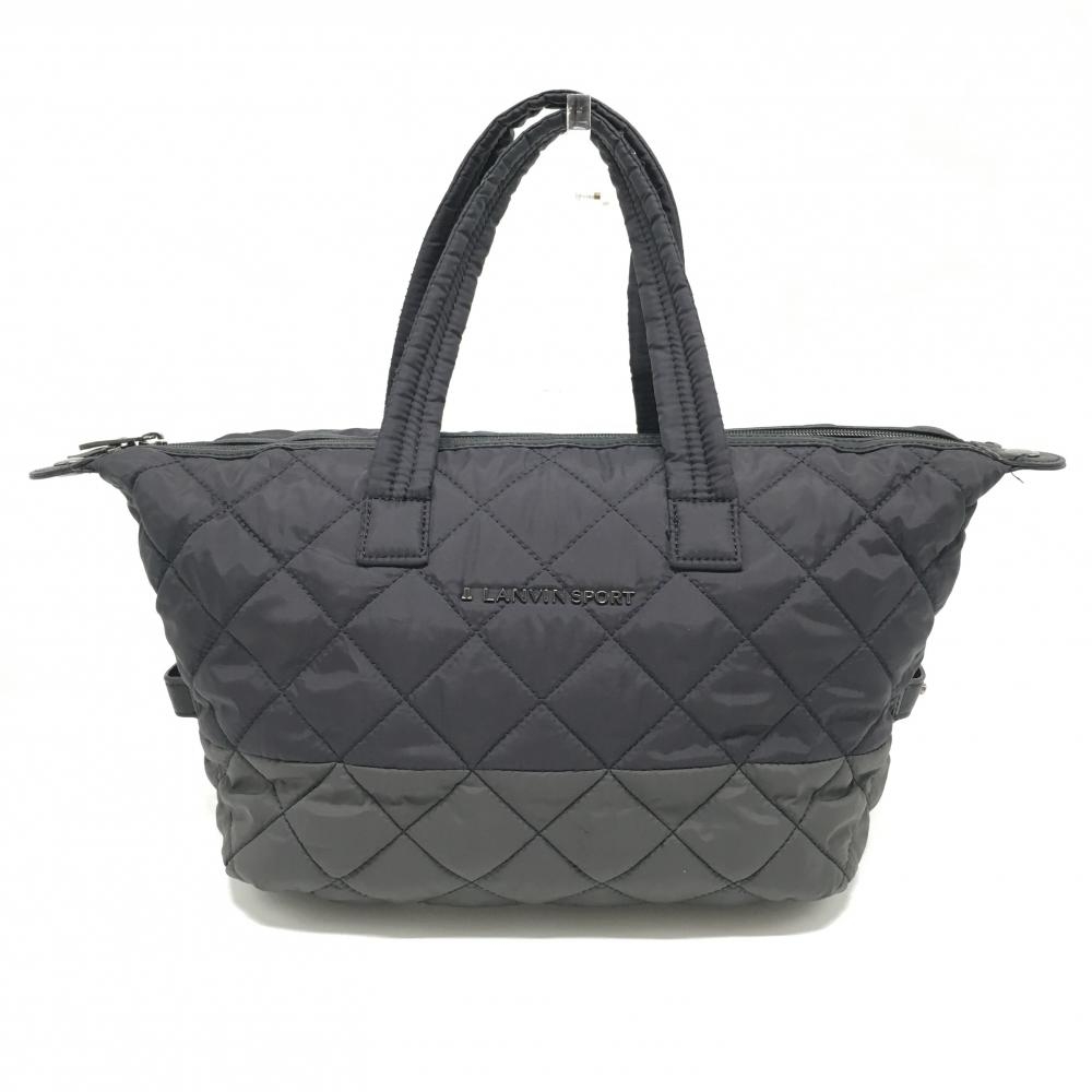 【美品】ランバンスポール カートバッグ 黒×グレー キルティング バイカラー 内ポケット付 ゴルフ LANVIN SPORT